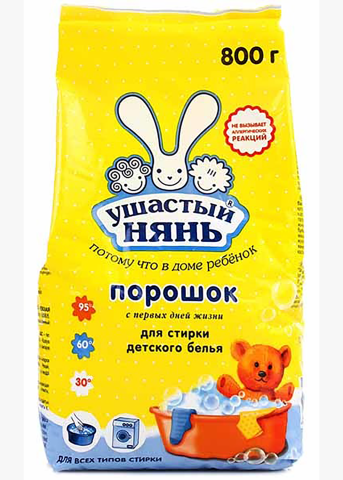 

Порошок стиральный для машинной и ручной стирки Ушастый нянь, 800 гр, детский