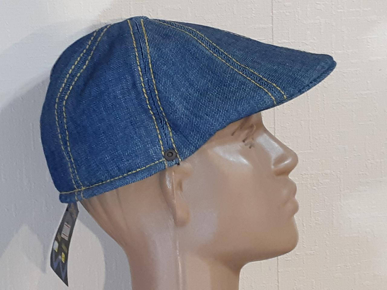 

Кепка «УТКА» демисезонная. Материал – деним синего цвета с жёлтой нитью, Синий