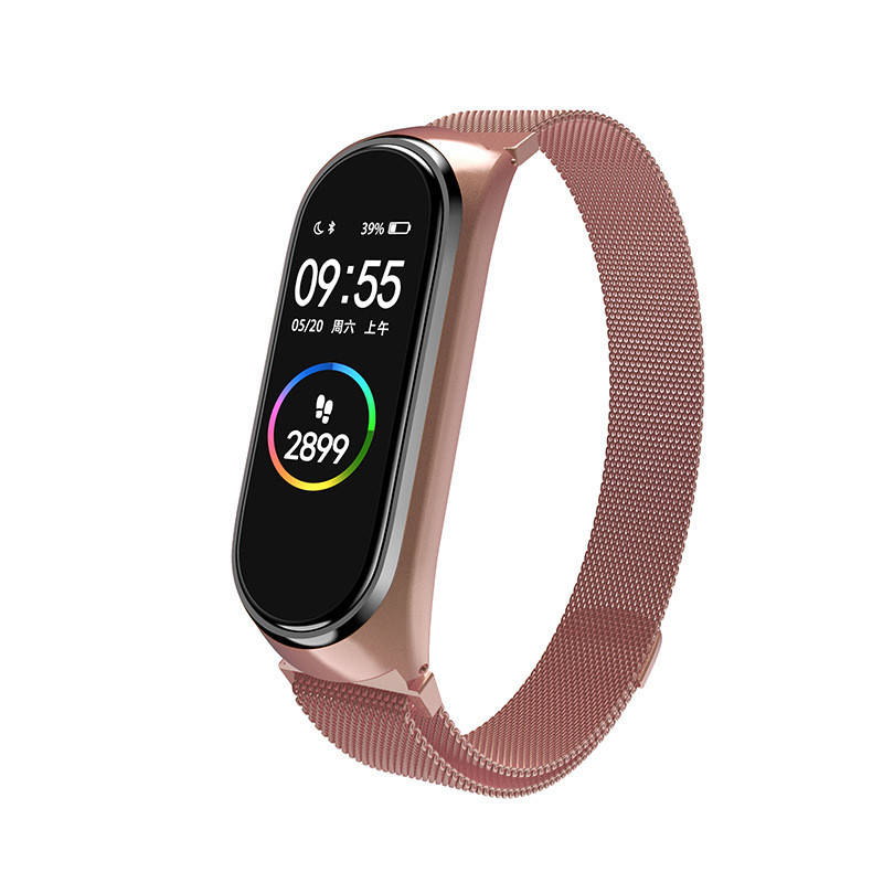 

Mi band 5 ремешок металлический ми бенд 6 миланская петля розовый