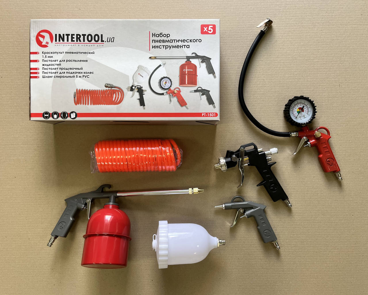 

Набор покрасочный пневматический 5 ед. INTERTOOL PT-1501