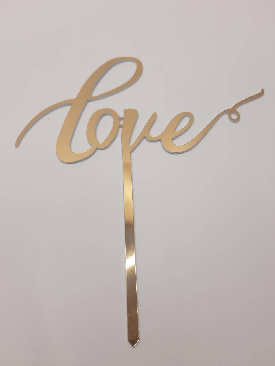 

Топпер зеркальный пластик золото Love