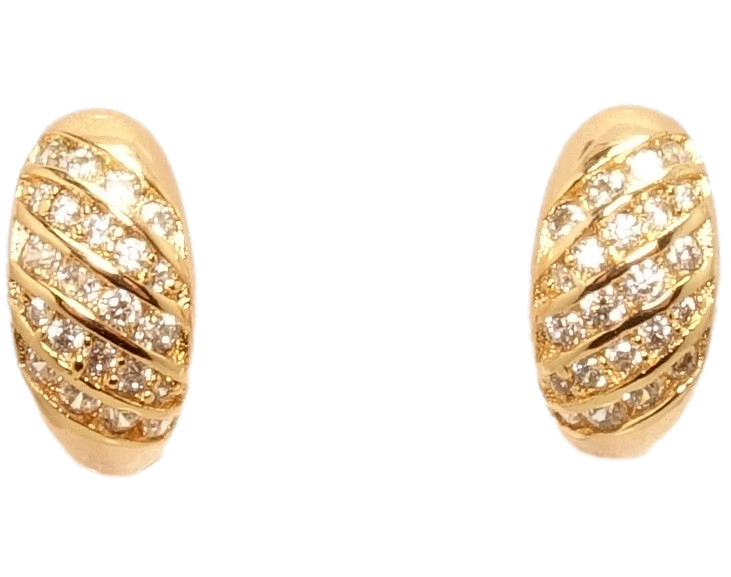 

Серьги Xuping Позолота 18K колечки "Овалы с диагональными дорожками циркония"