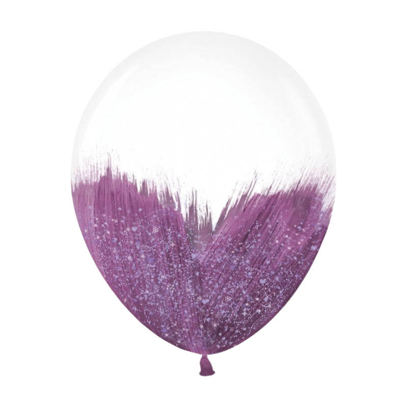 

Латексный шарик Brush Shine фиолетовый на прозрачном 12" 1шт Belbal