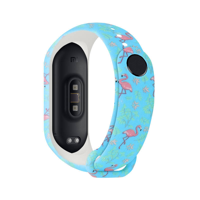 

Ремешок к браслету Mi band 4 3 с рисунком Flamingo