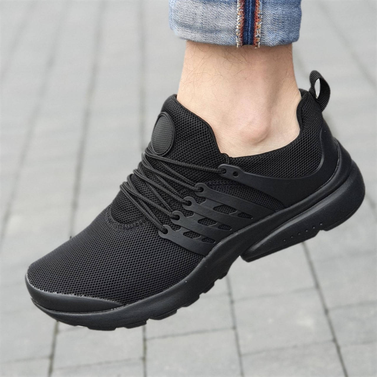 

Кроссовки мужские черные сетка лето Air Presto (Код: Б1720), Черный