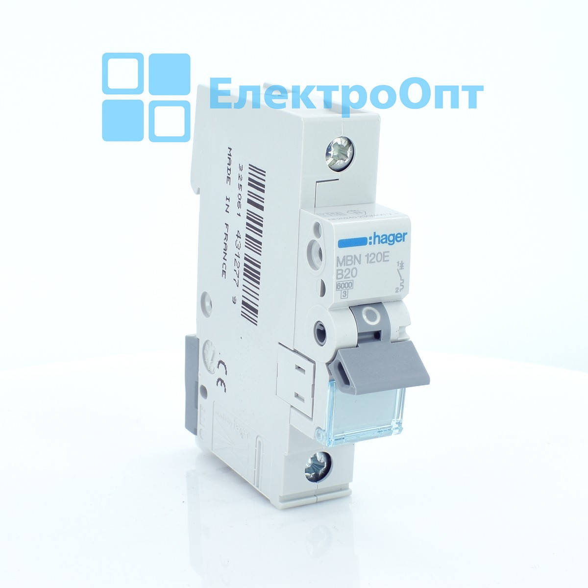 

Hager Автоматичний вимикач, 6kA, 1p, B-20A MBN120E