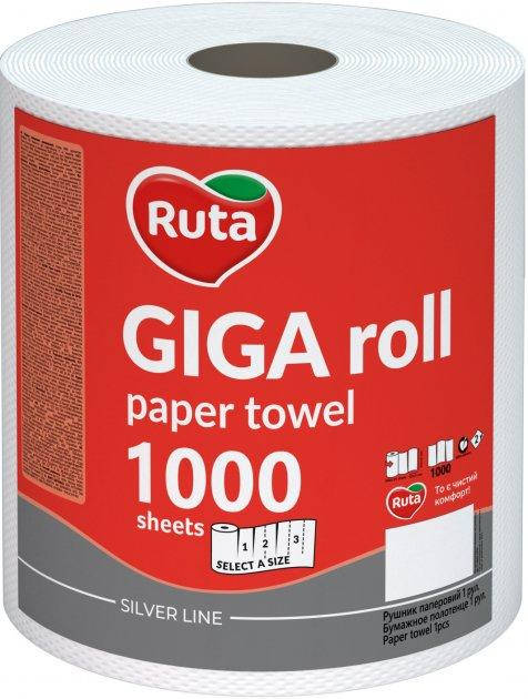

Рушник паперовий Ruta Giga Roll білий 1шт 1000 відривів (3 види відриву), Белый