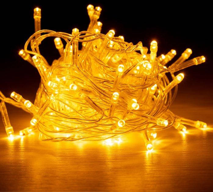 

Гирлянда прямая (прозрачный провод) 15.8м 200 Led 8 режимов Теплый белый CL-107