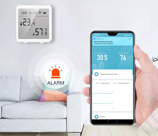 

Умный Датчик температуры и влажности с дистанционным управлением, Белый