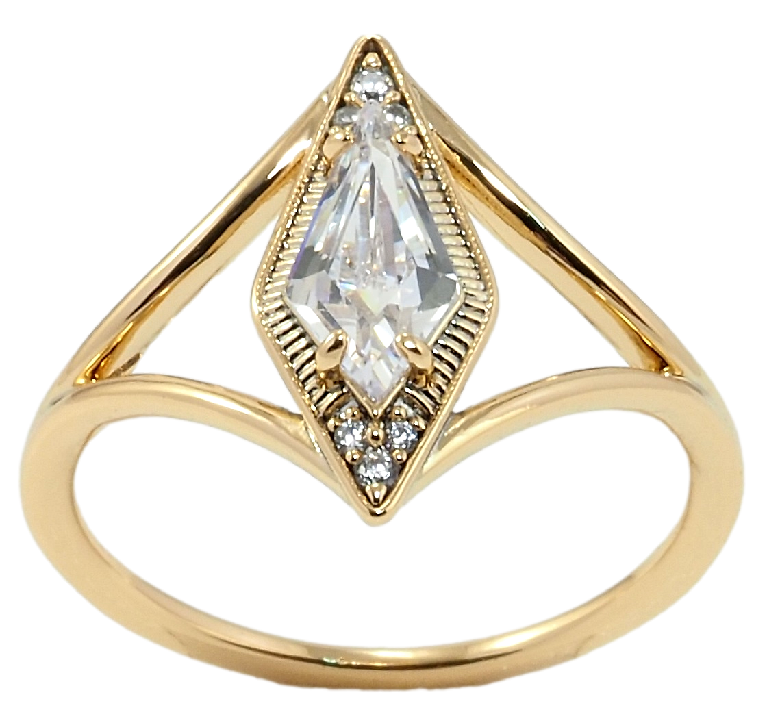 

Кольцо Xuping Позолота 18K "Ромб с фианитом" р.17,18