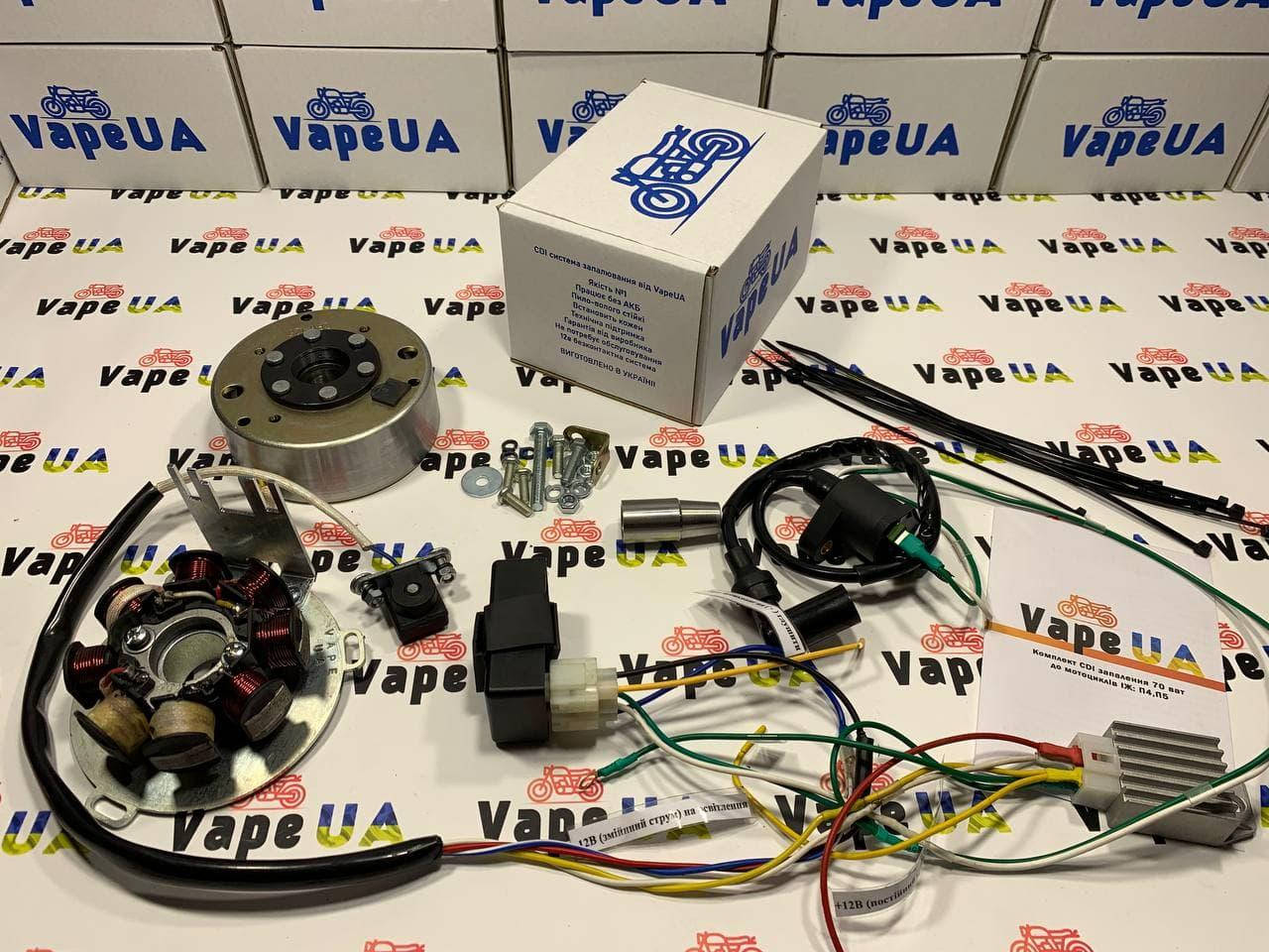 

Установочный комплект CDI зажигания VapeUA 70w 12v ИЖ ПЛАНЕТА 4,5( 12в картер)