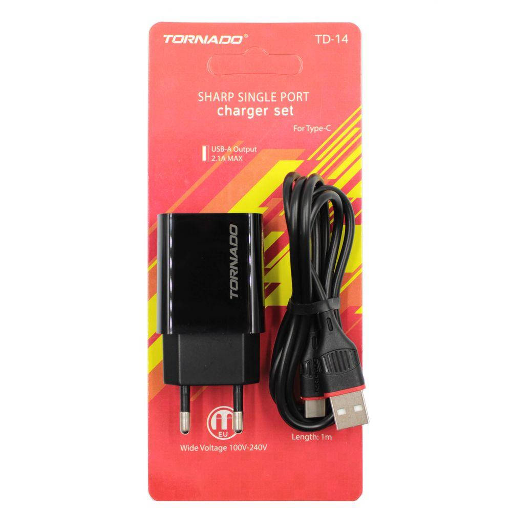 

Сетевое зарядное устройство TORNADO TD-14 (1USB) + Type-C черный