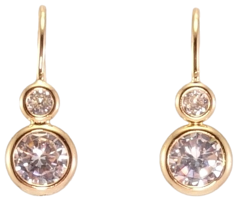 

Серьги Xuping Позолота 18K французский замок "Два кристалла на дужке"