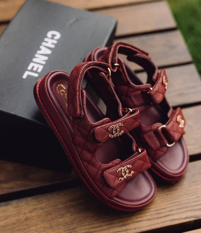 

Женские сандалии Chanel Sandals Bordo (босоножки шанель, бордовые)