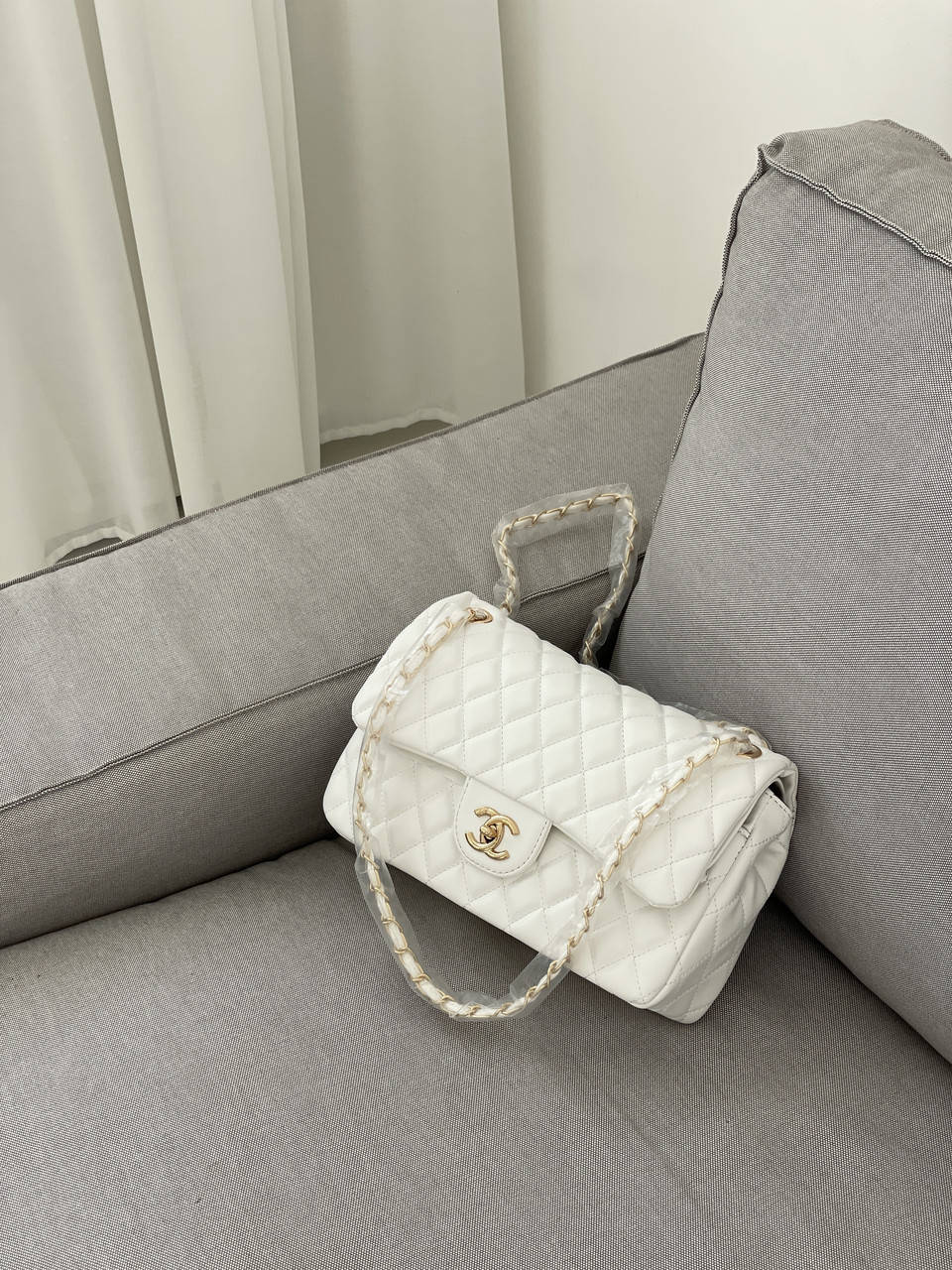 

Сумка Женская Chanel 3.55 White Gold Белого Цвета, Белый