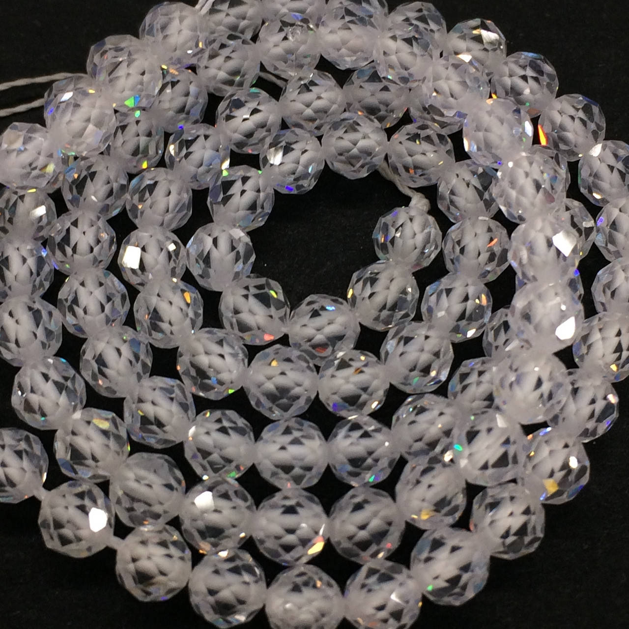 

Бусины на нитке Циркон белый d=4мм L=40см