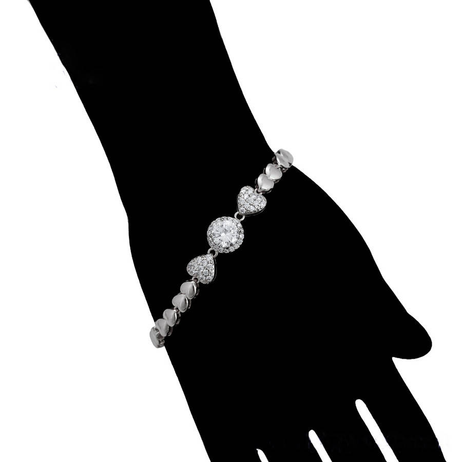 

Браслет 36560 ширина 6 мм белые фианиты позолота Белое золото длина 18