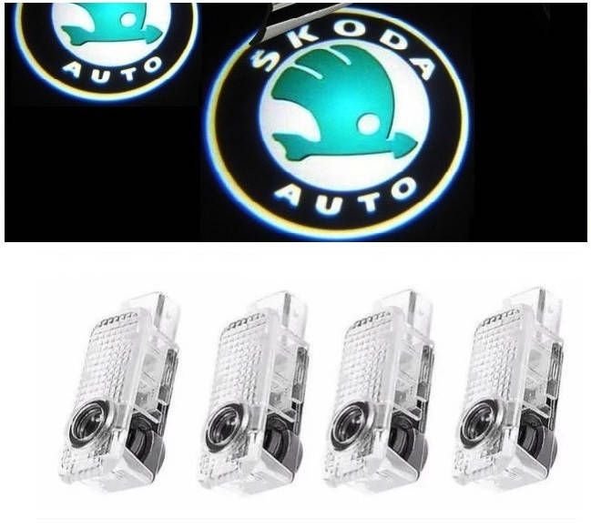

Подсветка в двери с логотипом Skoda SuperB 1/Fabia/Roomster №2 (4шт)