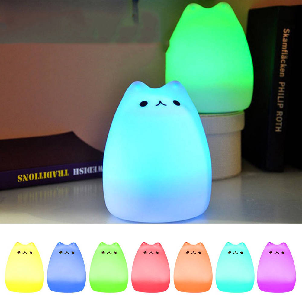 

Силиконовый детский ночник "Котик" от USB 7 режимов / Светильник со встроенным аккумулятором, Белый