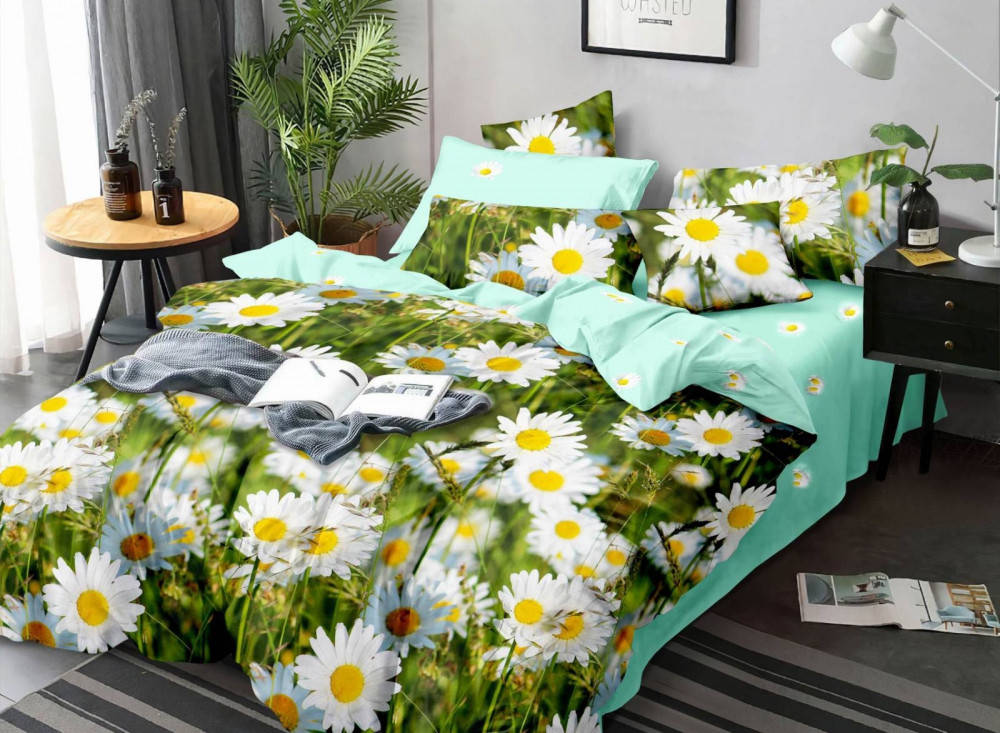 

Постельное белье Ромашки сатин ТМ Комфорт-Текстиль (Двуспальный)