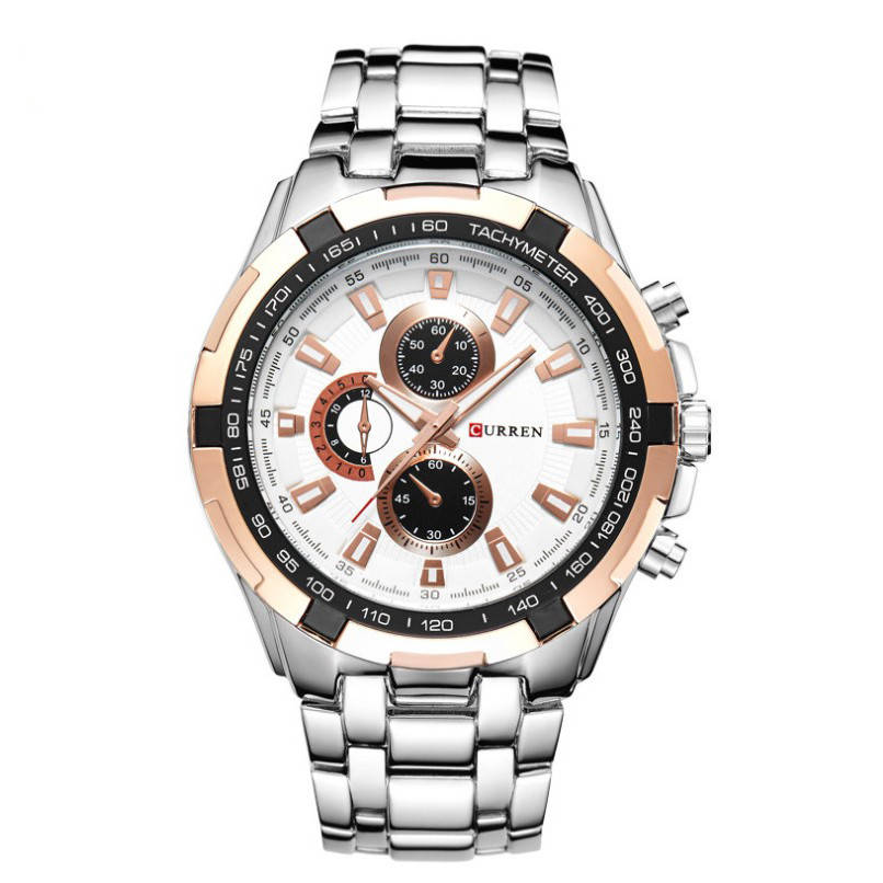 

Мужские часы Curren металлические Серебристый с белым и бронзой