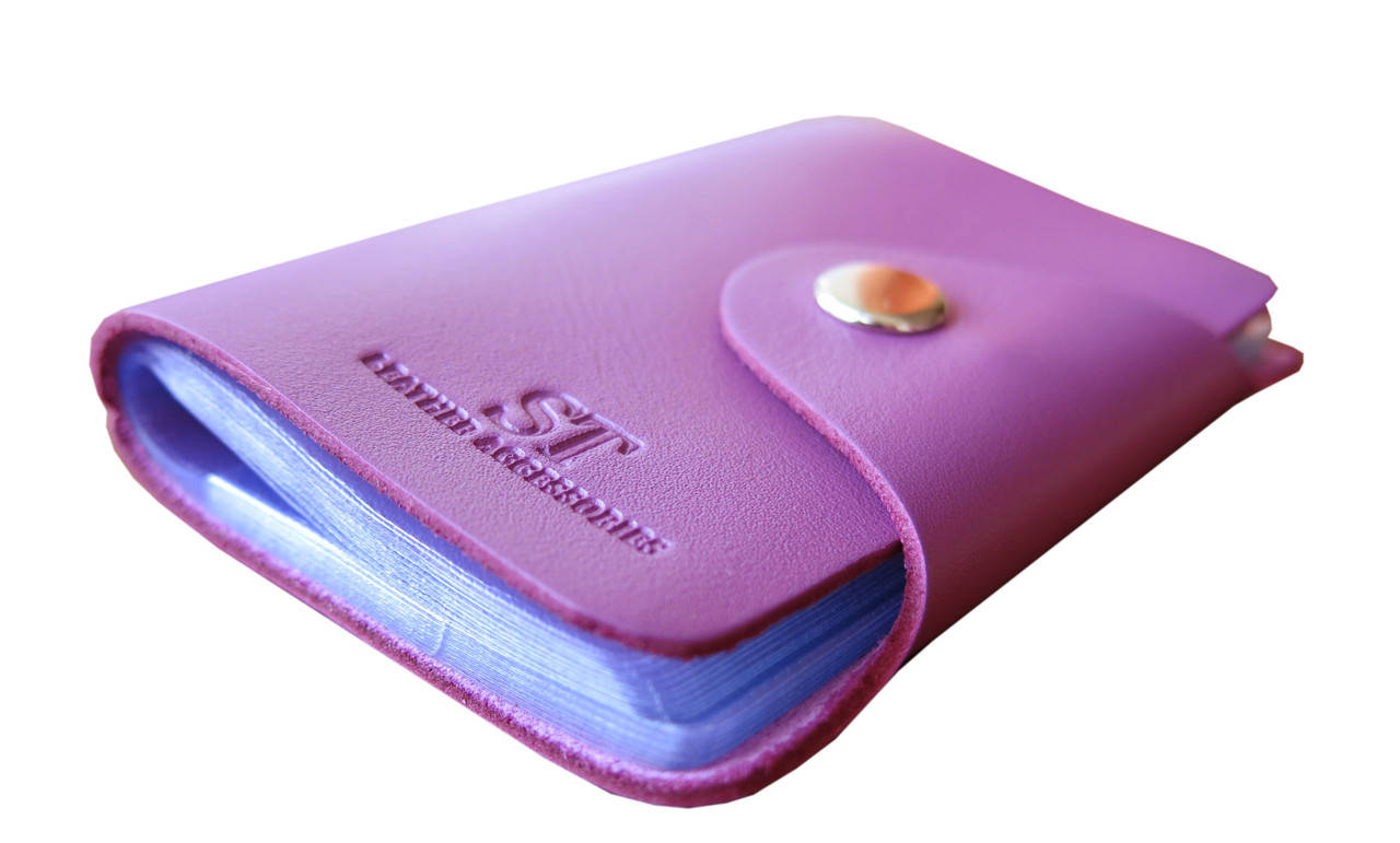 

Картхолдер кожаный на 20 файлов Сиреневый