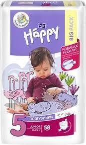 

Памперсы для детей Bella Happy 5 Junior (12-25 кг) BIG PACK 58шт, Белый