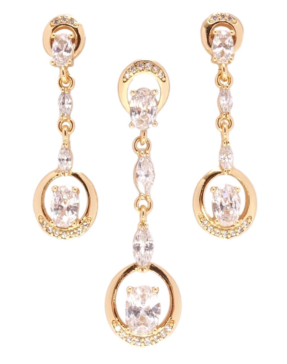 

Набор XP Позолота 18К Серьги Кулон "Элегантные кристальные подвески"