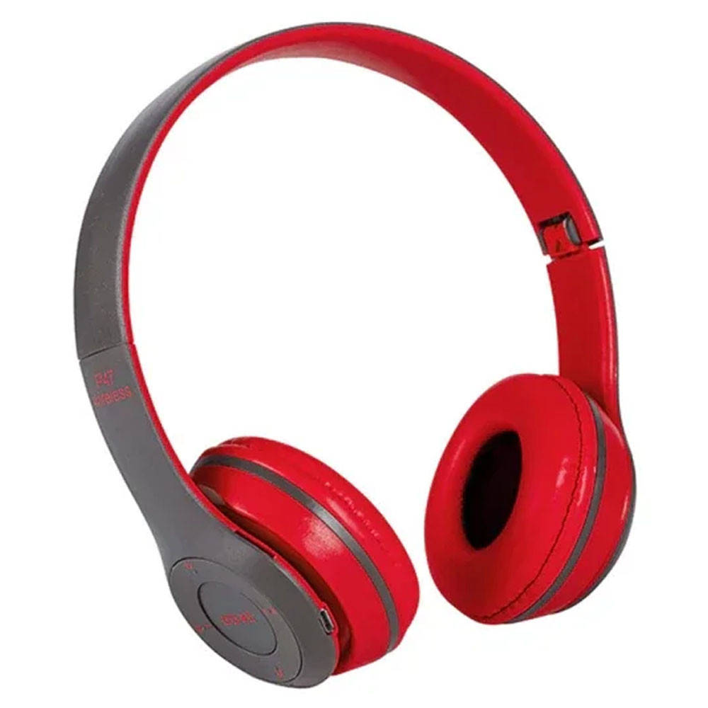 

Беспроводные стерео наушники P47 Bluetooth с микрофоном / Накладные наушники с MP3 плеером и радио, Красный