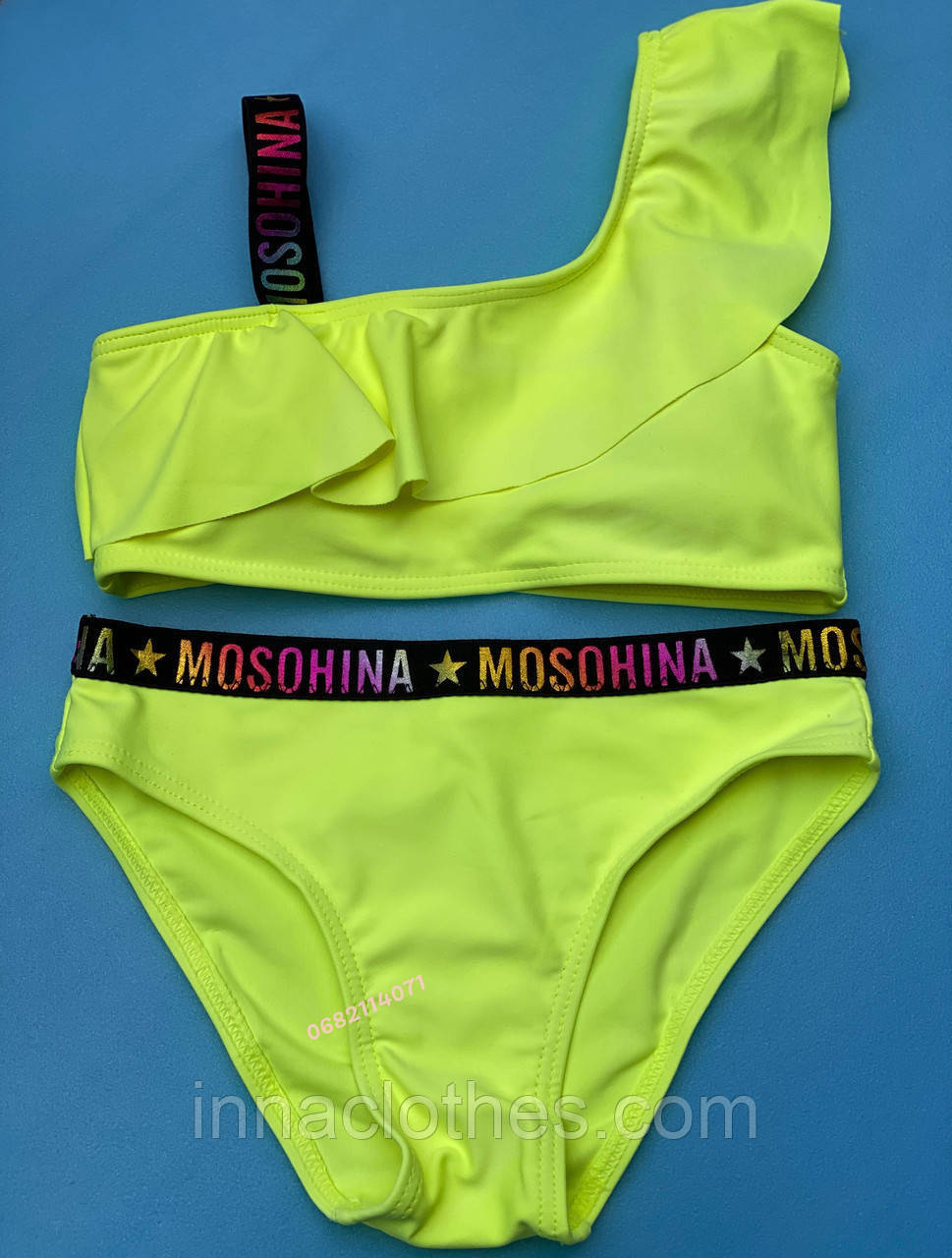 

Детский купальник на одно плечо с рюшей