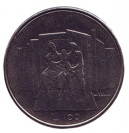 

Семья с ребенком. Монета 100 лир. 1976 год, Сан-Марино.UNC