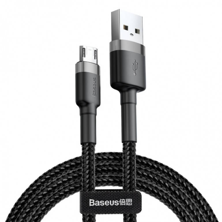 

Кабель Baseus Cafule USB 2.0 to microUSB 2A 3M Черный/Серый (CAMKLF-HG1)