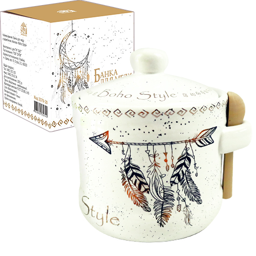 

Банка для меду 400мл "Boho style", Белый
