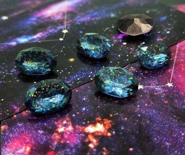 

(10шт) Кристаллы "Галактика" овал грань 10х14мм (непрозрачное дно) (сп7нг-9338)