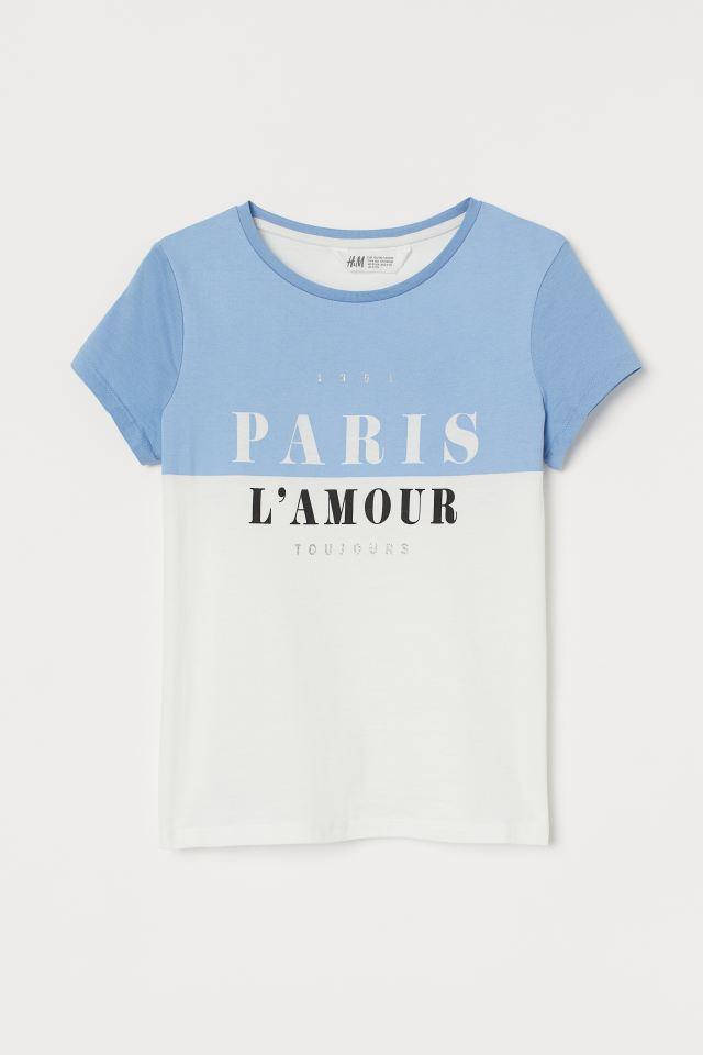 

Белая, голубая футболка для девочек H&M, Белый