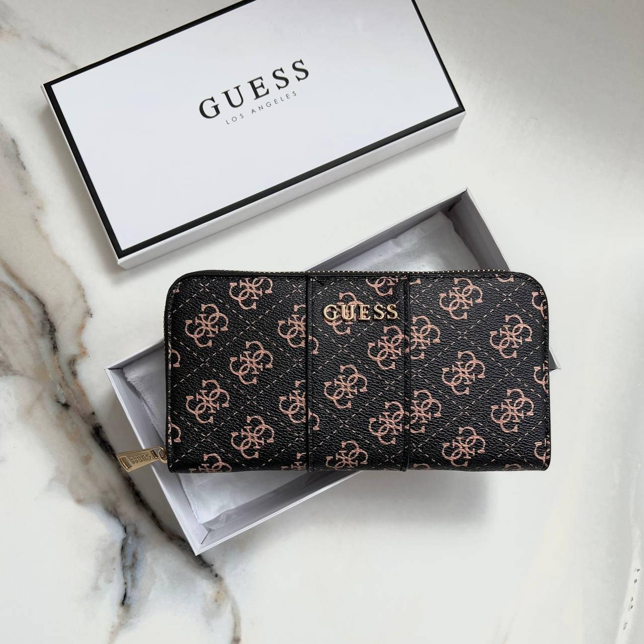 

Женский кошелек на молнии Guess (7589) brown big, Коричневый