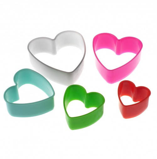 

Вырубки для пряников Сердечки, набор - 5 шт, Разные цвета