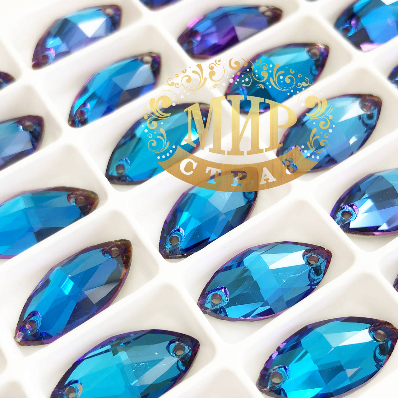 

Пришивные лодочки стекло Lux, цвет Bermuda Blue, 6x12мм, 1шт