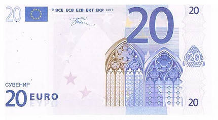 

Деньги сувенирные подарочные 20 евро, 80 шт/уп