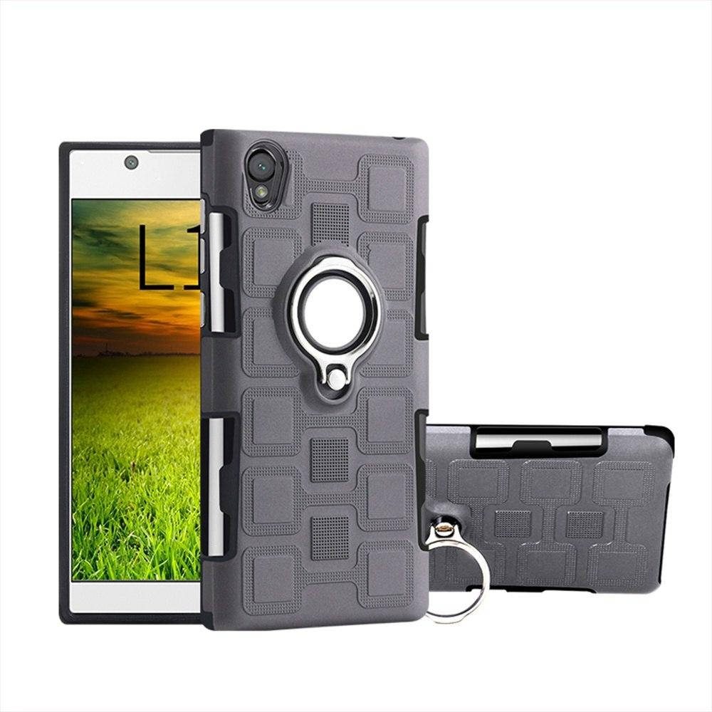 

Чехол для Sony L1 противоударный бампер с кольцом подставкой (серый)