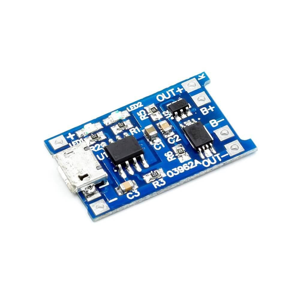 

TP4056 с защитой модуль заряда Li-ion аккумуляторов, MicroUSB