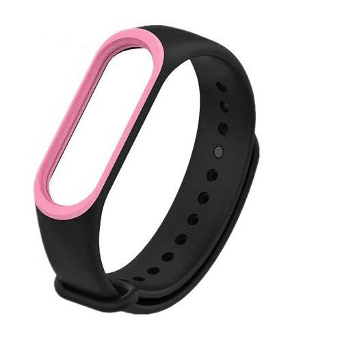 

Ремешок для фитнес-браслета Xiaomi Mi Band 3 и 4 Contur Black with pink