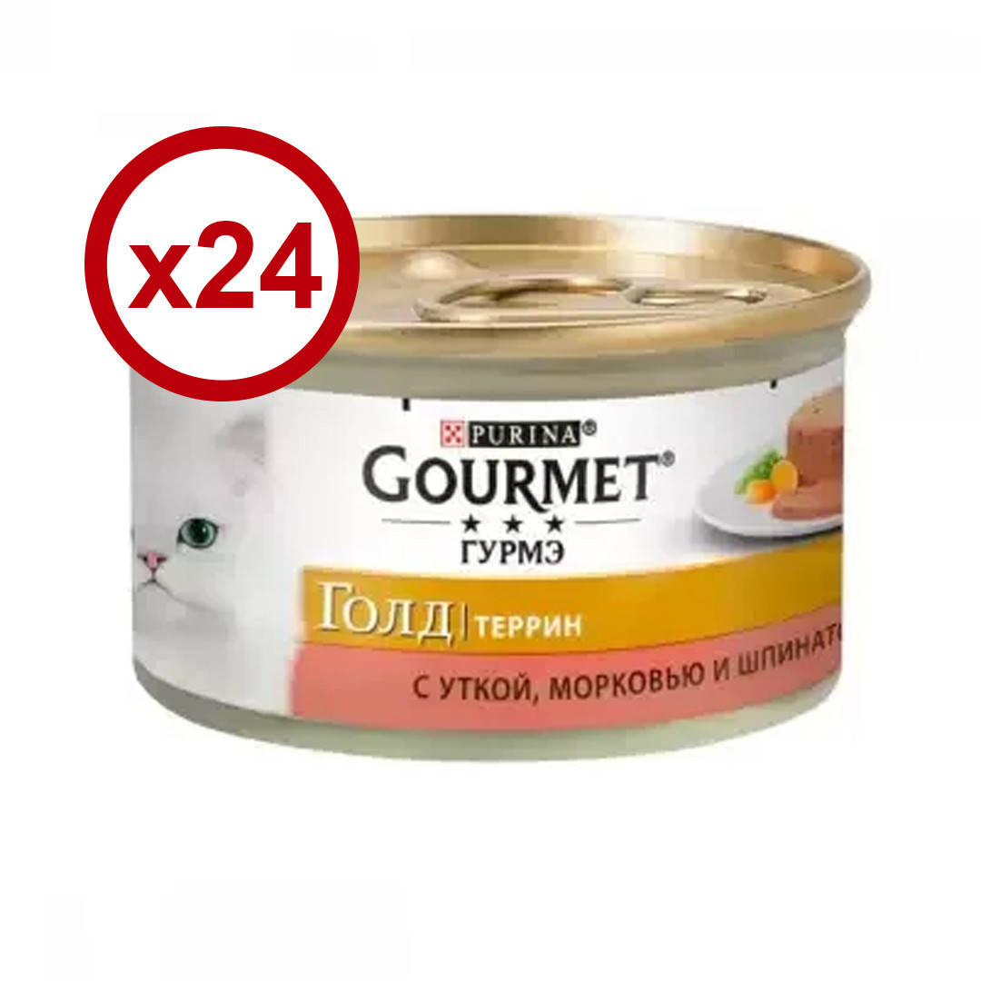 

Gourmet Gold кусочки в паштете террин с уткой, морковью и шпинатом 85г*24шт