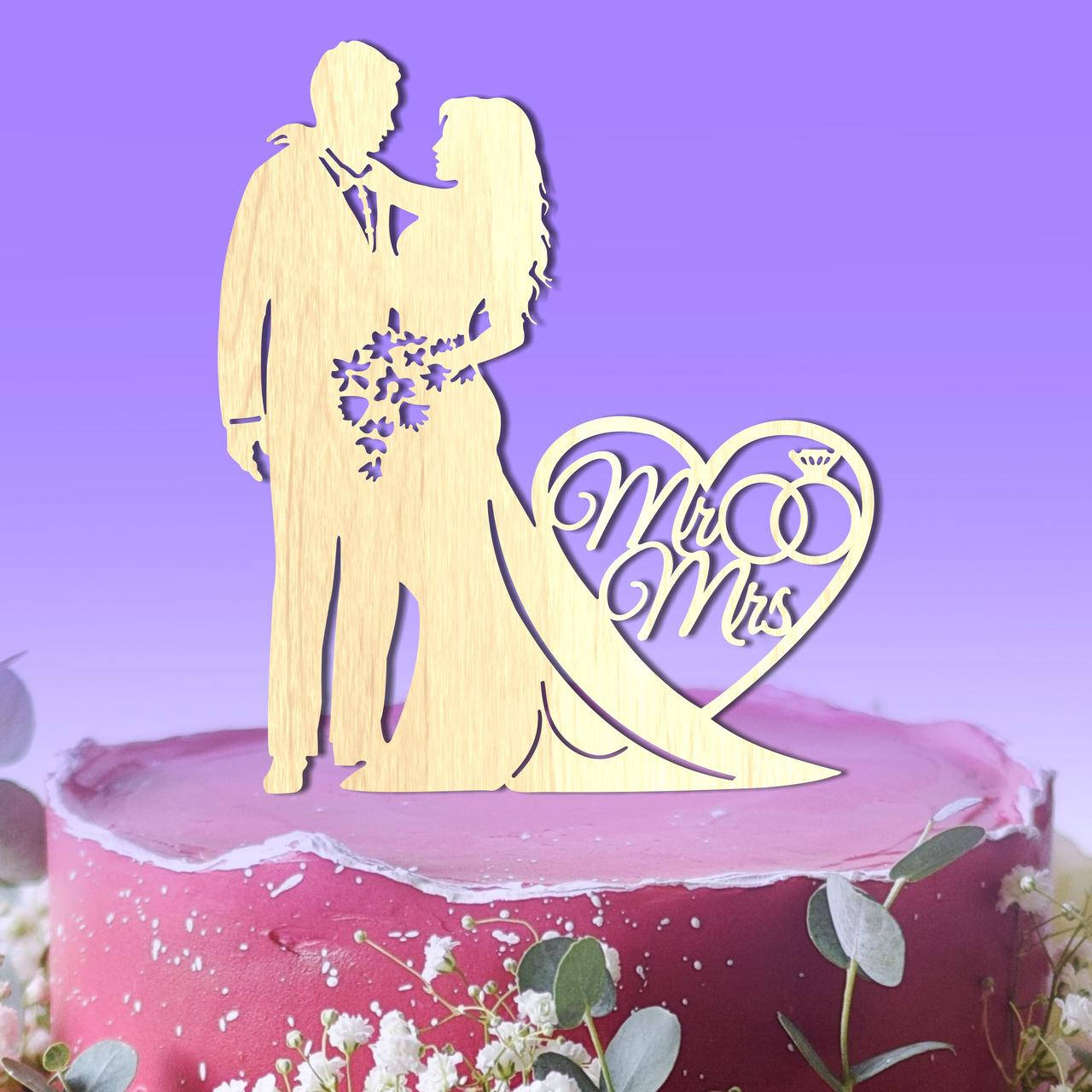 

Свадебний топпер на торт из фанеры "Mr & Mrs"