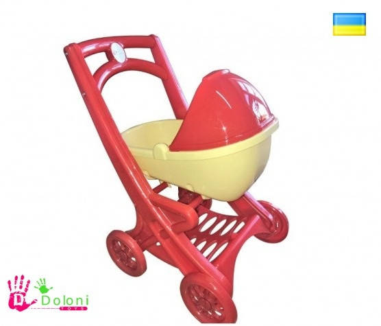 

Коляска для куклы 0121/03 красная с люлькой в коробке Долони, см. описание, Красный