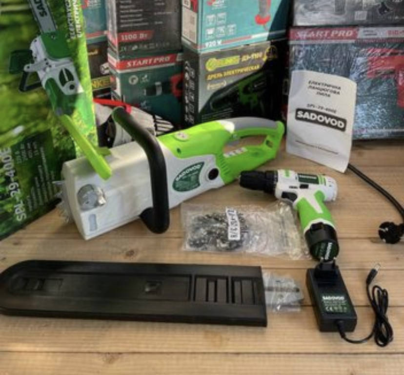 

Пила цепная электрическая Sadovod 2900w + шуруповёрт в подарок