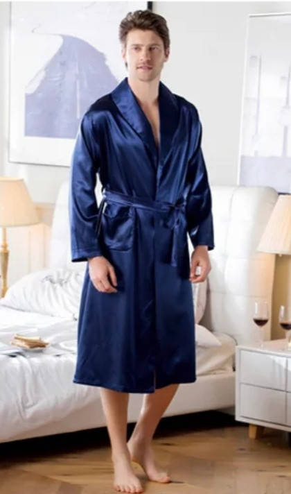 

Халат мужской шелковый атласный М, L,3XL синий
