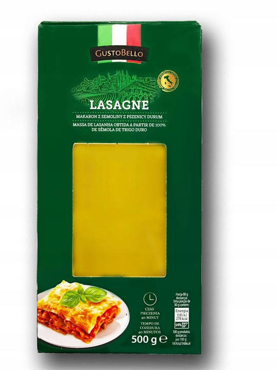 

Макаронные изделия Лазанья Gustobello Lasagne 500г Италия