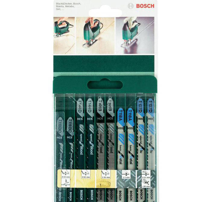 

Набор пилочек для лобзика Bosch Wood and Metal 10 шт (2609256746)