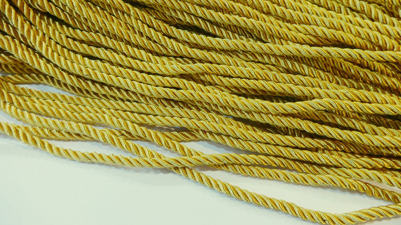 

Шнур шторный атласный 5 мм светлое золото, Золотистый